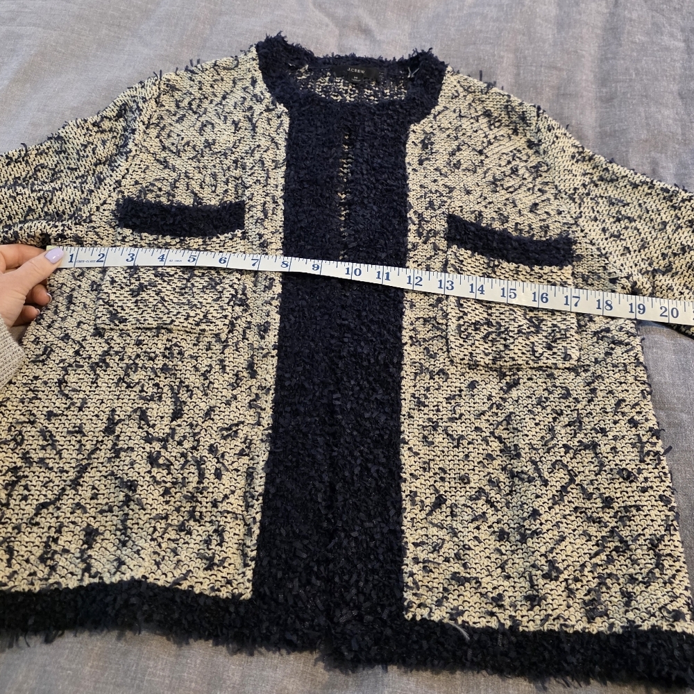 J. Crew Navy and Cream Textured Cardigan - Picture 10 of 12